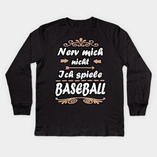 Baseball Baseballschläger Pitcher Baseman Spruch Kids Long Sleeve T-Shirt